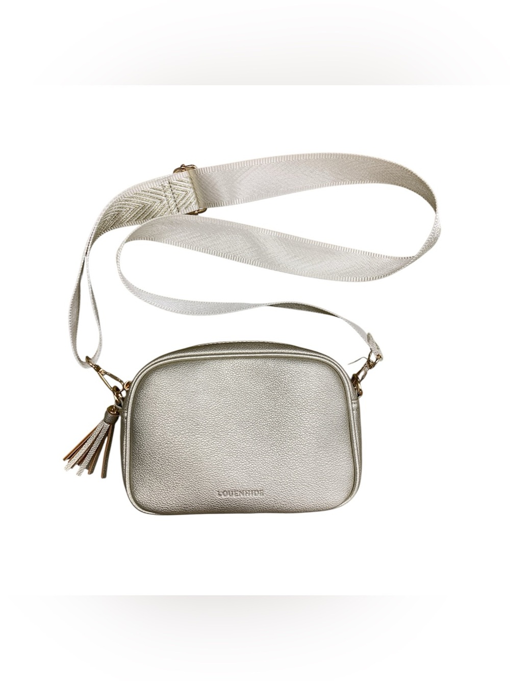 Louenhide Metallic Silver Crossbody Bag with Tassel Strap